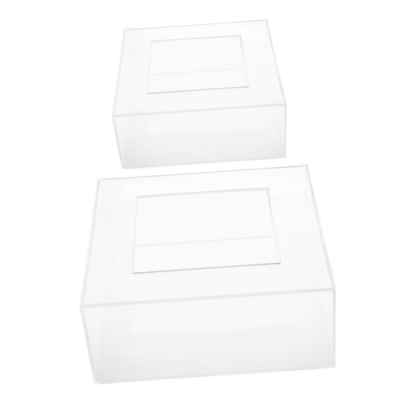 PRETYZOOM 2 Pezzi Alzata per Torte in Acrilico Trasparente, Design Quadrato Impilabile, Mantiene Freschi i Dolci per Feste e Ricevimenti