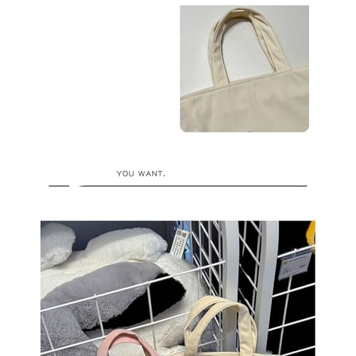 Corduroy Tote Bag with 3D Dog Patch Cute Mini Casual Tote with Animal Embroidery Y2k Corduroy Handbag Small Cute Purse 20253