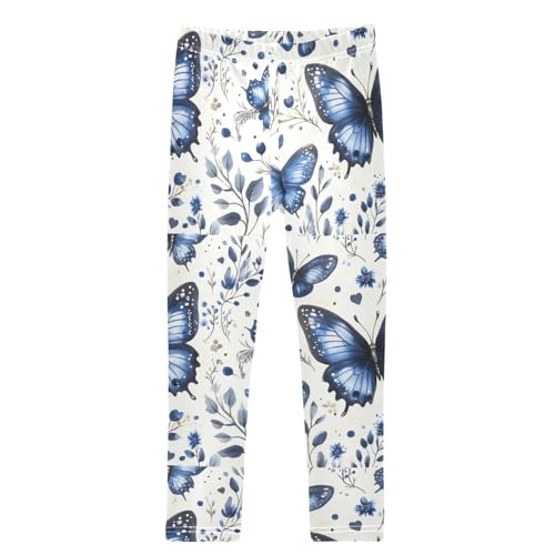 Boccsty Blue Butterflies Plant Girls Leggings Kids Yoga Pants Dance Active Tights 4T