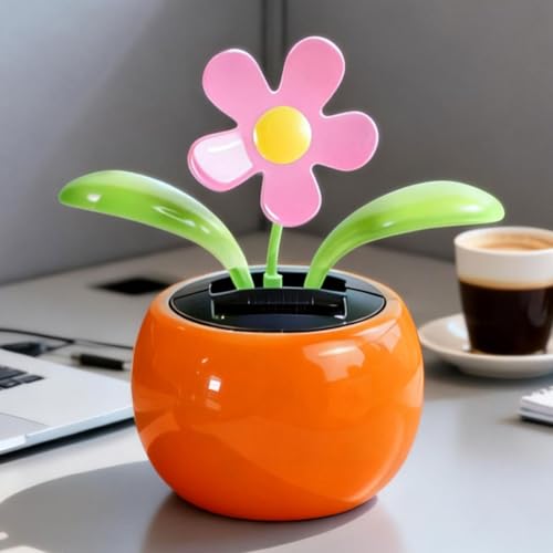 JOCNIKA Solar Dancing Flowers Sunflower Decoration Sunflower Solar Powered Dancing Flowers Cute Car Decor for Men Women Funny Swinging Flower Ornaments for Office Desk Car Home Decorations (Orange 1)