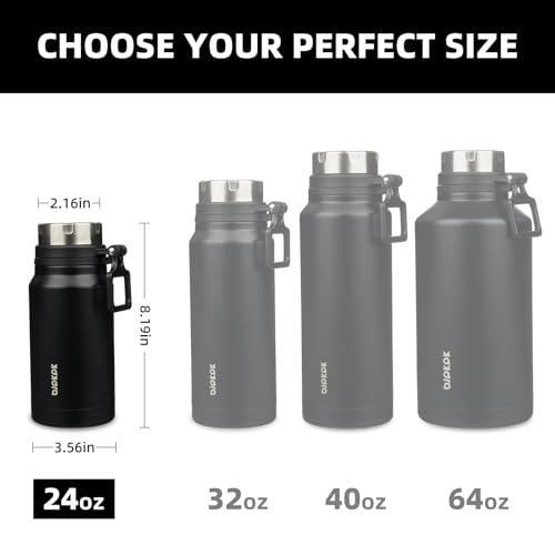Image of BJPKPK 24oz Insulated Water Bottle, Stainless Steel Bottle with Handle | Vacuum Insulated Bottle with Leak-Proof BPA-Free Design, Keeps Drinks Cold & Hot for Gym, Office, Travel & Daily Use