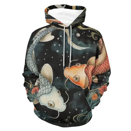 Sweat à capuche poisson fleur pour homme et femme taille S