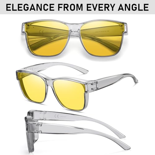 Image of GEGURI Polarized Sunglasses Fit Over Glasses for Men Women, Oversized Square Sun Glasses UV400 Protection Shades