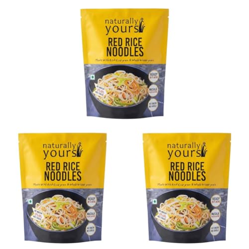 Image of Naturally Yours Red Rice Hakka Noodles | No Maida, Non-Fried, Vegan, Preservative Free | No Onion No Garlic, Jain Friendly | High Iron, Antioxidants & Fiber | Healthy & Easy to Digest | 180g Pack