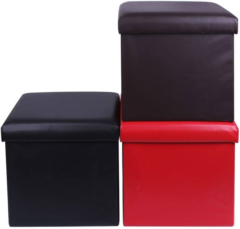 Foldable Solid Leather Storage Stool Multifunctional Footrest Storage Stool(White-Dinosaur Doodle4)