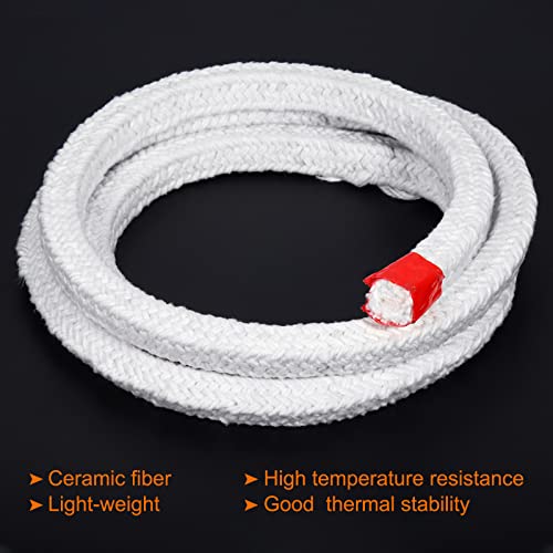PATIKIL 6.57ft x 49/64" Ceramic Fiber Rope, Square Braided Rope High-Temperature Gasket Seal for Boiler Furnace Oven Kiln Casting White - Image 3