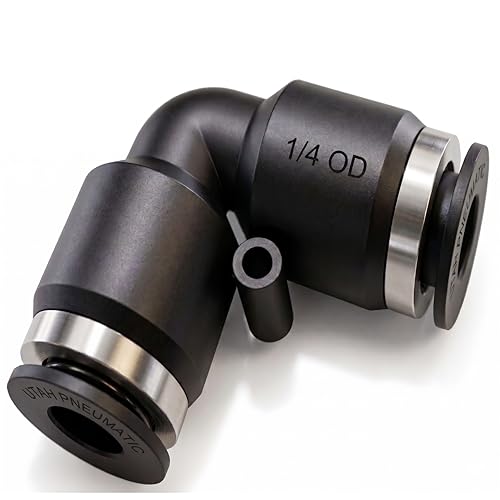 1/4'' OD Push to Connect Air Line Union Elbow Fittings 90 Degree 10 Pack