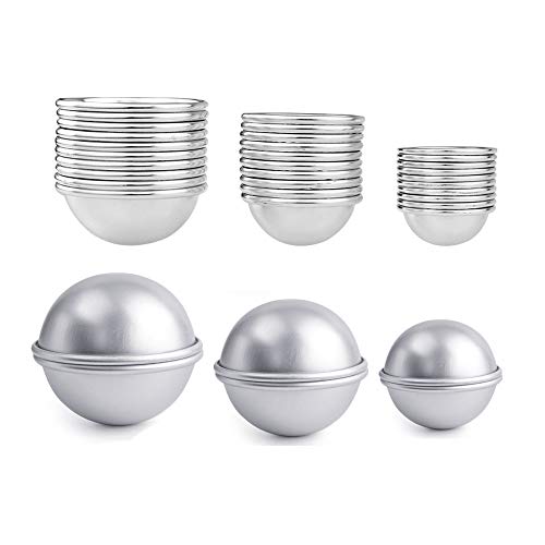 Bath Bomb Mold Set 30 Pieces DIY, Craft Projects, 3 Size Bath Bombs(1.8 inch, 2.2 inch, 2.4 inch), Poualss