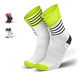 INCYLENCE Wings Sportsocken lang, leichte Running Socks, atmungsaktive Funktionssocken mit Anti-Blasen Schutz, Socken, Schwarz, Weiß, Schwarz, Neon-gelb, 39-42