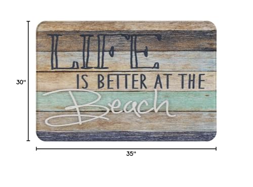 SPXUBZ Life is Better at The Beach Door mats Wood Stripe Non Slip Entrance Beach Rug Indoor Durable and Waterproof Machine Washable Doormat 18 x 30 Inch - Image 3