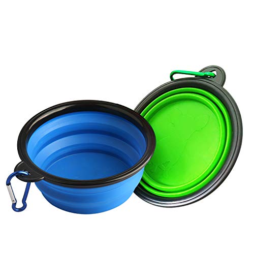 Onarway - Tazones para Perros Plegables, Paquete de 2, tazones de Agua para Comida para Perros pequeños, Plegables, para Cachorros, Gatos, 5.1"x2.1 Cover