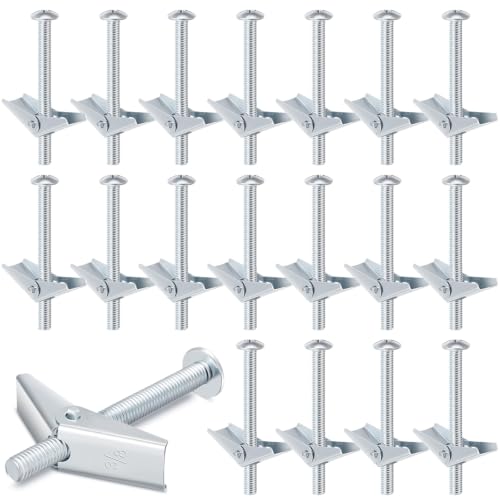 Yaocom 50 Pcs 3/8" X 4" Toggle Bolts and Wing Nut Wall Anchor for Drywall