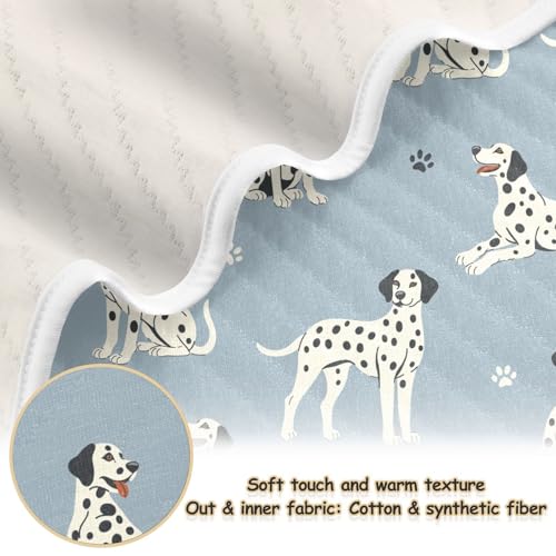 Image of Dalmatian Dogs Paw Gray Blue Baby Swaddle Blanket for Boys and Girls, Muslin Baby Receiving Swaddle Blanket, Soft Cotton Nursery Swaddling Blankets for Newborn Toddler Infant