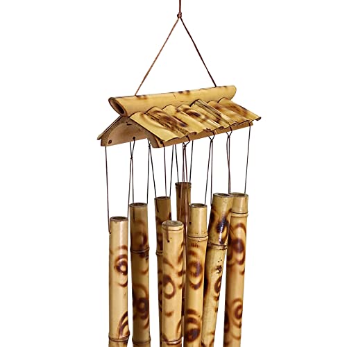 Image of Plus Value Feng Shui Bamboo Wind Chimes Wooden for Positive Energy Home, Balcony, Garden, Office Decor | Peaceful Sound, Vastu-Friendly (8 Pipes, 31.5 Inch | 80 CM)