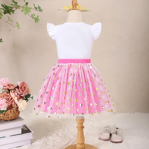 Image of LYSMuch Girls Birthday Outfit Birthday Girls Shirt Princess Tutu Tulle Skirt