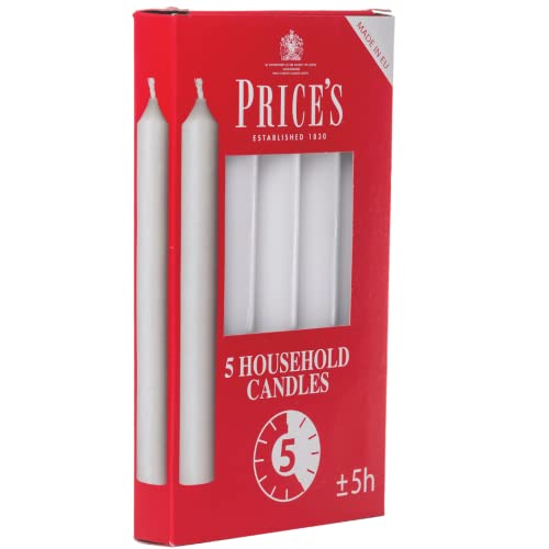Price's - Household Candles - Pack of 5 - Unscented - 5 Hour Burn Time - Premium White Wax - Image 3