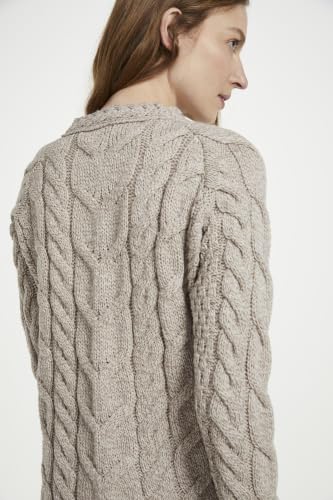 Image of Aran Woollen Mills - Carraig Donn Ladies Irish Multi Cabled Raglan Super Soft Merino Wool Sweater