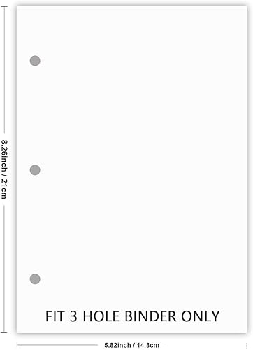 Miniatura 5 de Papel de relleno A5, repuestos para planificador de 3 agujeros, organizador, carpetas, total de 100 hojas200 páginas, 100gsm, en blanco, papel