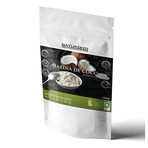 NATURSEED - Harina De Coco Ecologica Bio - Organica - Sin Refinar - Sin Blanquear - Sin Gluten (1 KG)