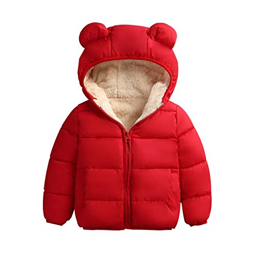 Image of CHAUKAREAUL Baby Boys Girls Winter Down Coat Toddler Kids Bear Hoods Thicken Warm Padded Jacket Lightweight Outerwear, 3M-3Y