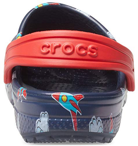 Image of Crocs Kids' Classic Graphic Clog, Rockets /Clouds, 4 Toddler
