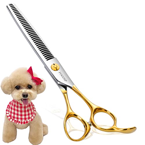 Fogosp Dog Thinning Shears For Grooming 36 Teeth 6.5" Dog Blending Shears For Grooming Small Medium Dogs Professional Pet Thinners Blenders Scissors For Right Groomer(Blender, Gold) #TOP2