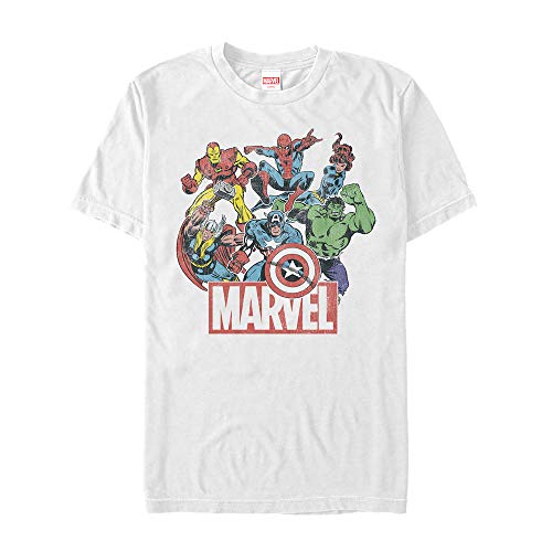 T-shirt Marvel Homme avec Collage de Héros Classiques en Coton