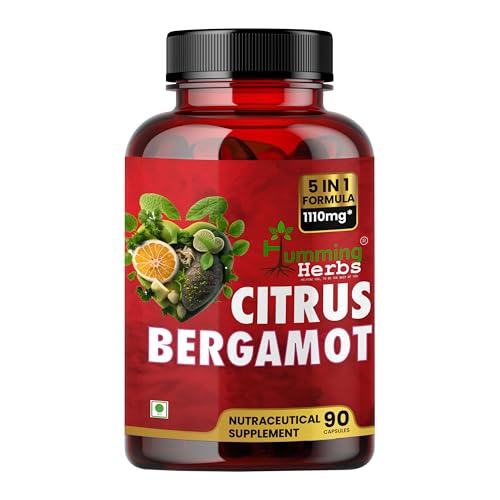 Humming Herbs Citrus Bergamot Capsules 15500mg | Supports Healthy Cholesterol & Heart Function | Enriched with Black Chokeberry, Olive Leaf & Black Pepper | 90 Veg Capsules