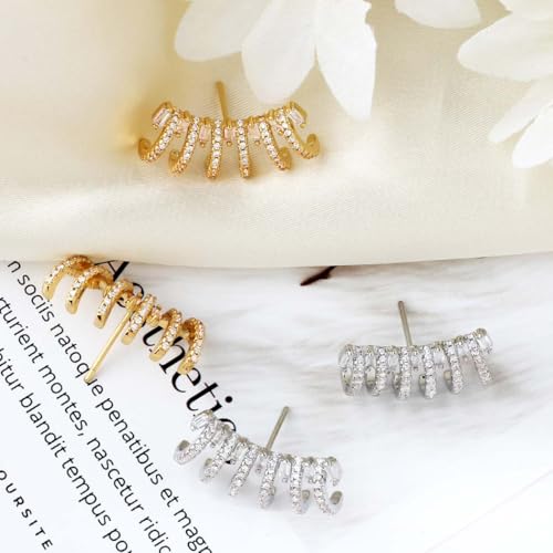 LOMISS BRINCO CURVO FOLHEADO A OURO 18K ZIRCÔNIA CRAVEJADA (Dourado)