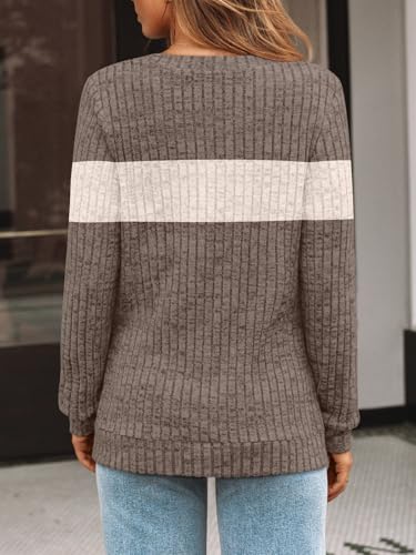 Image of AUTOMET Womens V Neck Long Sleeve Shirts Fall Tops 2026 Lightweight Sweater