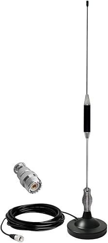 Antena de radio CB de 27 MHz con soporte magnético resistente con PL-259 y conector macho BNC para estación base móvil de automóvil, camión,