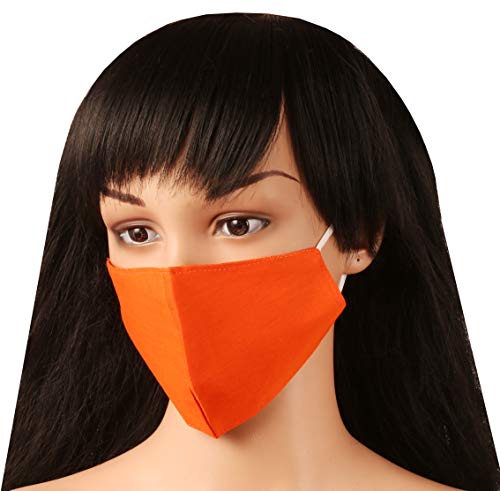 Touchstone Soft cotton Small Size Face Masks Reusable Machine Washable Handcrafted Double Layer Fabric for women, men. (Pack of 4). Maroon Orange Teal Green4