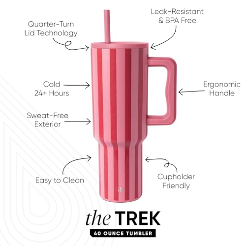 Image of Simple Modern 40 oz Valentine's Day Trek Tumbler with Handle and Straw Lid | Cup Holder Friendly Insulated Stainless Steel Travel Mug | Lovers Lane