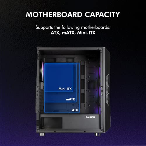 Zalman I3 Neo Black Edition Airflow Atx Computer Case With Mesh Front Panel, Magnetic Swing-Open Tempered Glass Side Panel, 4X Rgb 120Mm Fans Pre-Installed, Mid Tower For Gaming Or Office Work #TOP7