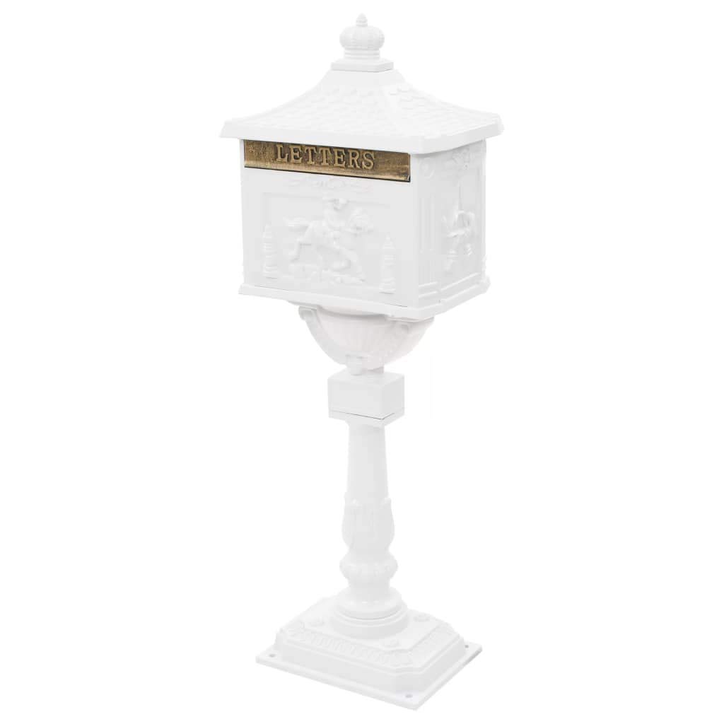 XINGLIEU Post Box in Aluminium Rustproof Vintage White Post Box Outdoor Post Box Design