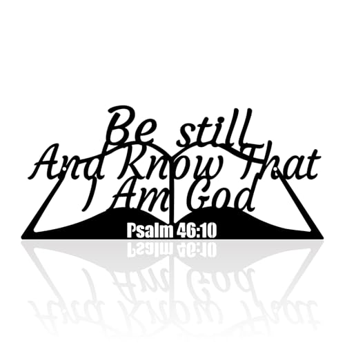 Hppybiry Be Still and Know That I Am God Psalm 46:10 Metal Sign, 12"X5.31" Inch Christian Wall Art Religious Wall Decor Bible Scripture Wall Hanging Decoration