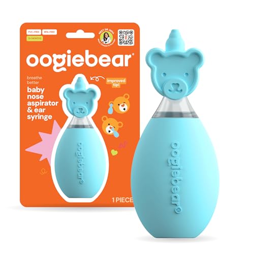 oogiebear: Baby Nasal Aspirator - Safe Booger & Earwax Remover for Newborns, Infants, Toddlers - Better Syringe, Airtight Suction, Nose Sucker - Essential Baby Stuff, Diaper Bag Must-Haves, Blue