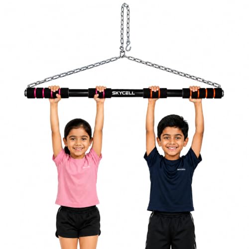 Image of SKYCELL Adjustable Pull Up Bar for Kids | No Screw Doorway Pull Up Bar | Door Rod for Pull Up | Wall Mounted Home Gym Bar for Kids | Strength Training Equipment