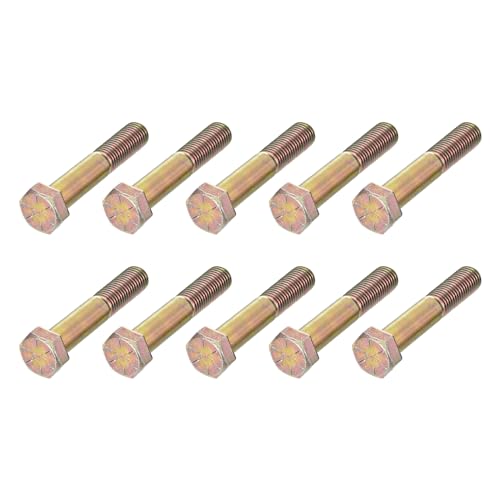 Image of METALLIXITY Hex Bolts (1 /2-13x3-1 /4) 10Pcs, Grade 8 Carbon Steel Zinc Plated Partial Threaded, UNC Coarse Thread Hex Head Screw Bolt - for Furniture Repair, Yellow