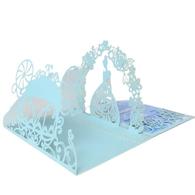 Hochzeitskarte Rosa Umschlag falten(Light blue)