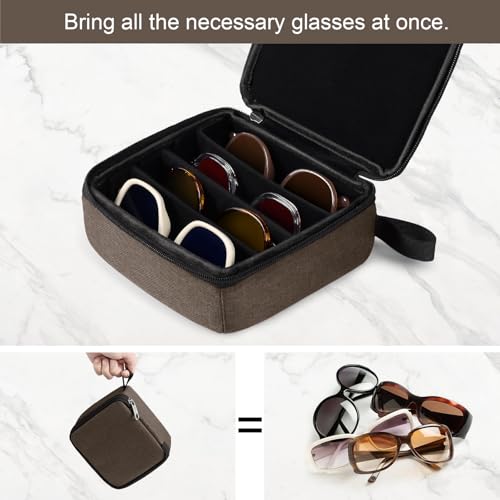 Bukere Travel Sunglasses Organizer Case, Adjustable Slot For Multiple Pairs, Portable Eyeglasses Storage Box for Men Women