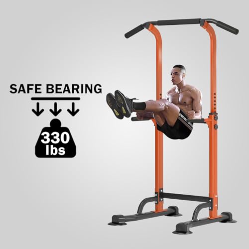 Image of SogesPower Power Tower Dip Station Pull Up Bar for Home Gym Adjustable Height Strength Training Workout Equipment,Pull Up Bar Station