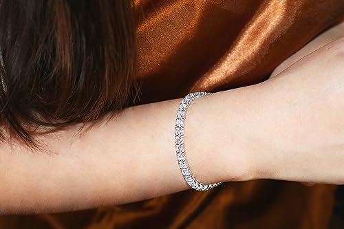 5 Carat - 10 Carat Lab Grown Diamond Tennis Bracelet | 14K White Gold Round-shape Four prong Diamond Tennis Bracelet 6.5" to 8" |E-F Color and VS1 Clarity4