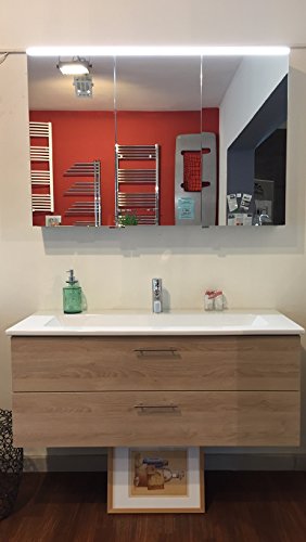 Burgbad BadMöbelset 123cm Dekor Cashmere mit Keramikwaschbecken und Spiegelschrank