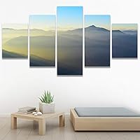 SIGNWIN 5 Panel Canvas Wall Art Blue Sunset for Home Decorations Ready to Hang - 60