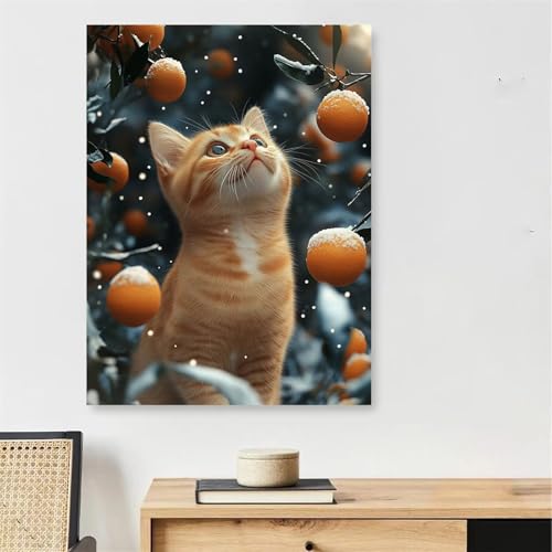 Peinture numero adulte chat kit anti-stress grand format toile 50x70