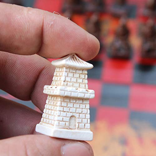 Juego de ajedrez vintage terracota chino 32 piezas miniatura 4