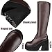 AMINUGAL Womens Elastic Knee High Boots Platform Chunky Block High Heel Sock Boots Zipper Round Toe Fashion Motorcycle Combat Punk Boots For Women