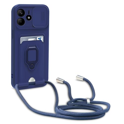 yanasuo Cordon de Coque Compatible avec Xiaomi Redmi Note 14 4G, Collier pour Étui Colliers de cellulaire, Silicone Cover Protection de la Caméra Étui Lanyard Case-Bleu