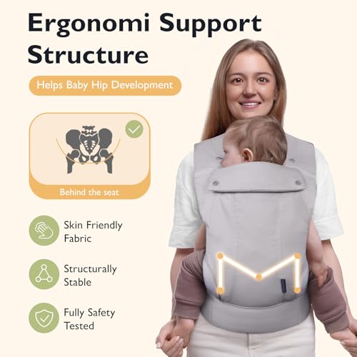 mommore Baby Carrier Newborn to Toddler, Ergonomic Baby Infant Carrier with Lumbar Support, Comfort with Adjustable Head Support, Easy to Put On, with Storage Bag - Thumbnail 2
